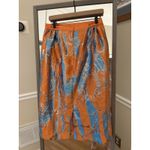 Divine Queen International Metallic Abstract Skirt Orange Blue Gold Size 12 Midi Photo 2