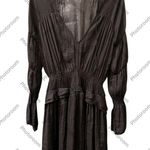 IRO Black Plunge Neck Bishop Sleeve Cocktail Dress Photo 3