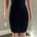 Pretty Little Thing  ELEGANT SLINKY RUSHED BLACK BODYCON DRESS SZ 12 NWT Photo 0
