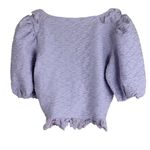 American Threads Top Womens S Purple Ruffle Textured V-Neck Cropped Cottagecore Photo 2