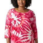 Croft & Barrow XL Top Handmade Tie Dye Hot Pink Spiral Cotton Boho Artsy 440 Photo 0