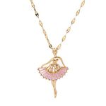 Ballerina Dancer Pendant Necklace  Pink  & Gold Dance Recital Gift  - Ballet Photo 4