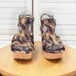 Fergalicious  Kenzie Animal Print Boho Cutout Peep Toe Wedge Sandals‎ Brown 8.5 Photo 2