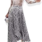 New Look  Midi Skirt Snakeskin Design Pleated Pull On Elastic Waist Gray Black 2 Photo 0