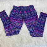 Tribal Floral Bright Leggings Sz Small Blue Pink Purple Photo 3