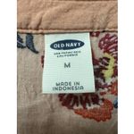 Old Navy  Women's M Blush Coral Pink Floral Soft Top Pin Tuck Tie Neck Photo 3