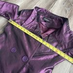 The Coffee Shop Deep Metallic Purple Raincoat Coat Bubble Hem Buttons Size M Photo 5