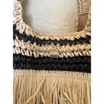 Boho Woven Fringe Shoulder Bag Beach Picnic Casual Bag Beige Black Photo 3