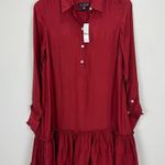 J.Crew Amelia Popover Shirtdress Drapey Viscose Twill Burgundy Ruffle XXS NWT Photo 4