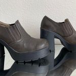 Lower East Side Vintage Y2K Brown Faux Leather Chunky Platform Heeled Ankle Boot Photo 3