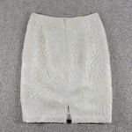 Carmen Marc Valvo Signature Lace and Beaded Skirt Womens 4 Ivory Overlay Knee Photo 3