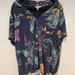 Soma  Navy Floral Button-Down Shirt and pants Pajama set Photo 0