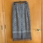 Dress Barn ‎ Maxi Skirt S Gray White Black Fringe Tile Print Rayon Blend Photo 2