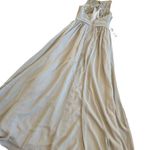 Azazie  Luz Bridesmaid Dress Gown Silver Grey Lace Flowy Size A2 2 Women's NWT Photo 11