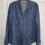 Eileen Fisher Womens Small Blue Chambray Button Top Clean Girl Quiet Luxury Photo 0