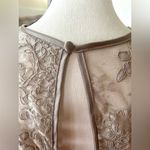 Vera Wang  White Champagne Illusion Lace Bow Back Knee Length Dress Photo 4