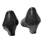 AGL Black Wedges Patent Leather Cap Toe Round Shimmery Suede Shoes EU 38.5 US 8 Photo 7