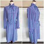 VTG Purple Rainbow Schrader Sport Petites Stripe Dress Size 8 Photo 1