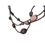 Women's Unbranded Brown Reddish Brown Beaded Layered Necklace One Size Photo 2