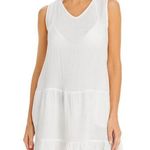 J Valdi White Cotton Gauze Tiered Swimsuit Beach Coverup Tunic Mini Dress Size L Size L Photo 0
