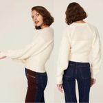 NICHOLAS • Camilla Cable Knit Cardigan wool alpaca Carnation cream ivory cropped White Photo 3