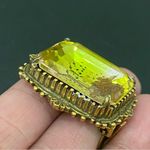 Vintage FLORENZA Lime Emerald Cut Rhinestone Framed Runway Large Clip Earrings Photo 13