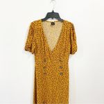 Urban Outfitters Floral Front Slit Midi Dress XS Mustard Boho Romantic Fall Photo 13