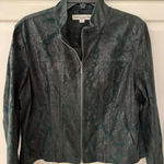 Bamboo‎ Traders Petite Paisley Jacket PXL Green Silver Zip Up Fitted Blazer Coat Size XL Photo 0
