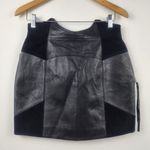 Retrofete Fae Patchwork Skirt Black Lamb Leather Goat Suede Size Medium NWT Photo 7