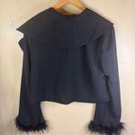 FORE Womens Feather Cuffed Cropped Blazer Black Size Large Grunge Maximalist Photo 7