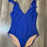 J.Crew  One Piece Swimsuit Tie Shoulder V-Neck Cobalt Blue Bathing Suit M Photo 1