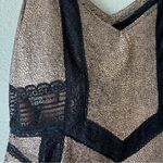 BKE  Boutique Metallic Gold & Black Lace Cut Out Top Size Medium Photo 2