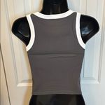 None Ribbed Tank Top with White Trim – Dark Gray – Women’s Size Large – NWOT Photo 2