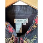 Coldwater Creek Black Raw Silk Floral Embroidered Mandarin Jacket Size XXL Photo 5