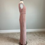 Adrianna Papell Pink Metallic Beaded Column Gown Women's Size 4 Formal Dress Photo 4