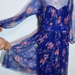 Candalite Women's Blue Floral Dress Size 1X Plus Size Wedding Guest Dress Photo 6