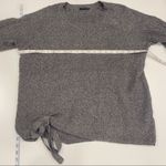 T Tahari  Gray Knit Marled‎ Side Tie Sweater Medium Cozy knit stretch oversized Photo 5