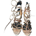 Liliana ‎ Rose Gold  Patent Leather Ankle Strap Zip 4" Heel sz 8.5 S-87 Photo 0