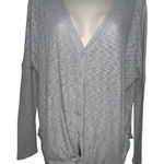 Caslon Women's XS Heathered Gray Cardigan Button Tie Long Sleeve Sweater Shirt Photo 0