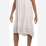Rosemarine Dress 100% Linen Made In Italy Midi Short Sleeves S Eyelet Fl… Photo 0