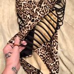 Cute Cheetah One Piece Cut Out Brown Size M Photo 2