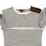 Ralph Lauren Lauren  Faux Suede Elbow Patch Long Sleeve Striped Top Size Small Photo 5