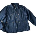 Ralph Lauren LRL Lauren Jeans Denim Jean Jacket Sz XL Sparkles Zipper Snap Pockets Boxy Fit Photo 0