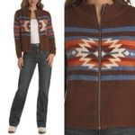Panhandle Slim Brown Southwestern Print Sweater Jacket Brown Size L Photo 1
