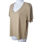 American Eagle‎ Womens Tan Green Soft & Sexy Striped Casual V Photo 3