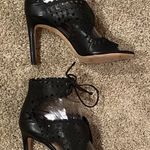via spiga Elysia Lace Up Black Leather Heels Booties Sandals Photo 9