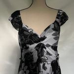 SIGNATURE BY SANGRIA Midi Floral Print Dress Sz 10 Milkmaid Y2K Ruffle Retro Black Size L Photo 4