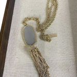 Kendra Scott Rayne Long Pendant 30+ " Necklace Gray Mother Of Pearl Goldtone Photo 3