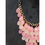 Women's Statement Pink Teardrop Beaded Bib Necklace With Lobster Clasp Chain Photo 4