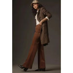 Pilcro NWT  Brown Velvet Pull-On Mid-Rise Retro Flare Jeans Pants Women's Size 27 Photo 2